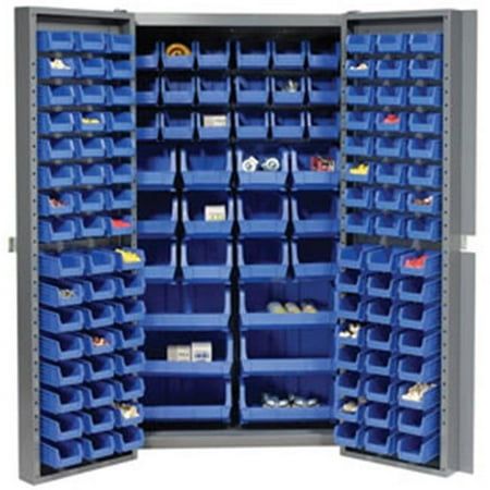 These pre-assembled storage cabinets have a heavy 16 gauge steel construction for secure, dust-free storage. Cabinets have leveling feet, withstand 250F and have a gray powder coat finish. Reinforced 4" deep box style doors swing a full 270 on heavy-duty hinges and close with locking handles and a cut resistant padlock hasp. Assembled cabinets are not returnable.Premium, break-resistant polypropylene bins with hopper openings easily attach and detach from louvered insets. Product shown is repres Bin Cabinet, Entryway Storage Cabinet, Bathroom Organization Hacks, Farmhouse Storage Cabinets, Locking Storage Cabinet, Building A Garage, Drawer Bins, Heavy Duty Hinges, Pharmacy Design