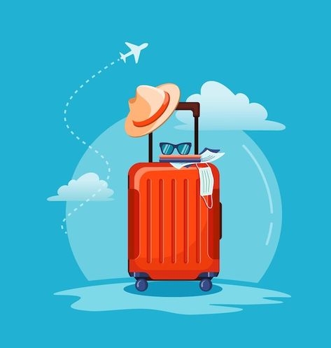 Airplane flying above tourists luggage s... | Premium Vector #Freepik #vector #travel-luggage #travel-bag #luggage #travel Bag Illustration, Travel Icon, Travel Must Haves, Travel Safety, Staying Healthy, Travel Illustration, Ways To Travel, Suitcase Traveling, New York Travel