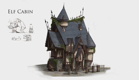 ArtStation - Fairy tale house, Su Chang Fairy Tale House, Cologne Cathedral, Fairy Tale, Big Ben, Fairy Tales, Concept Art, Cabin, Building, Travel