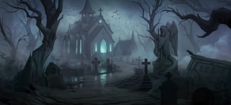 Gothic Landscape, Halloween Graveyard, Darkest Dungeon, Landscape Concept, World Of Darkness, Scene Art, Gothic Aesthetic, Fantasy Art Landscapes, Fantasy Concept Art