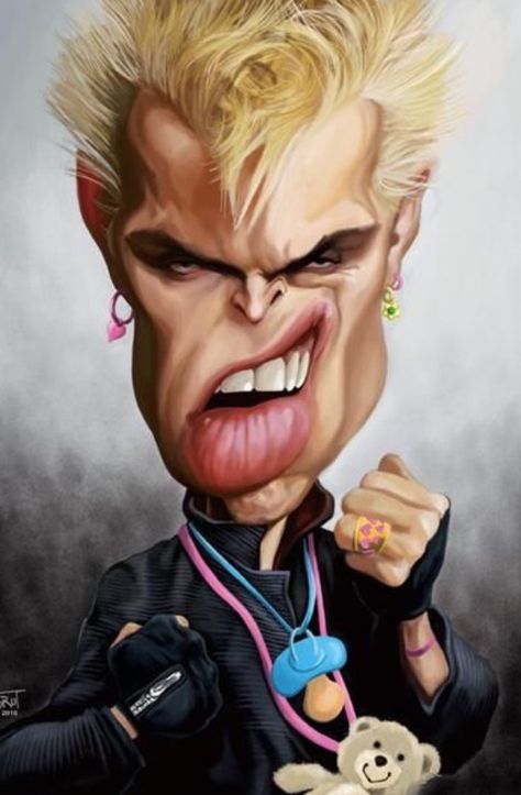 ~ Billy Idol Caricature Art, Art Musical, Caricature Sketch, Caricature Artist, Billy Idol, Funny Caricatures, Celebrity Caricatures, Caricature Drawing, Rock N’roll