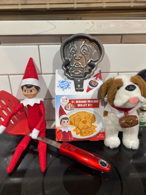 Elf on the shelf and st bernard pancake mix and pan from walmart! Elf On The Shelf Pancake Ideas, Pancake Ideas, Elf Ideas, Pancake Mix, Elf On The Shelf Ideas, St Bernard, Diy Shelves, Shelf Ideas, Diy Stuffed Animals