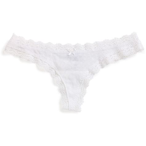 Eberjey Lace Thong White ($21) ❤ liked on Polyvore featuring intimates, panties, lingerie, underwear, undies, ropa interior, undergarments, white, thong panties and lace thong panties Panties Design, Fame Clothes, Sephora Favorites, Lace Bows, Ralph Lauren Dress, Lace Thong, White Lace, Bags For Women, Designer Clothes