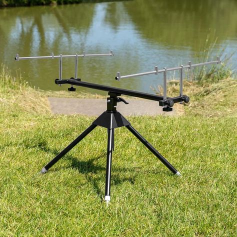 FISHING ROD HOLDERS WITH EXTENDABLE BODIES - the stainless steel rod holder is extendable between 65-90cm and black aluminum between 70-120cm DURABLE FISHING STANDS FOR YOUR CARP FISHING EQUIPMENT - Each fishing rod holder is manufactured from strong, durable materials, where you can choose between a stable aluminum tube structure with nylon, or steel pod with extra coating. The legs of the fishing rod stand allows it to be perfectly stable on any type of ground/surface. Bank Fishing Rod Holders, Fishing Rod Stand, Carp Rods, Fish Stand, Welding Design, Fishing Rod Accessories, Fishing Rod Rack, Rod Rack, Rod Holders