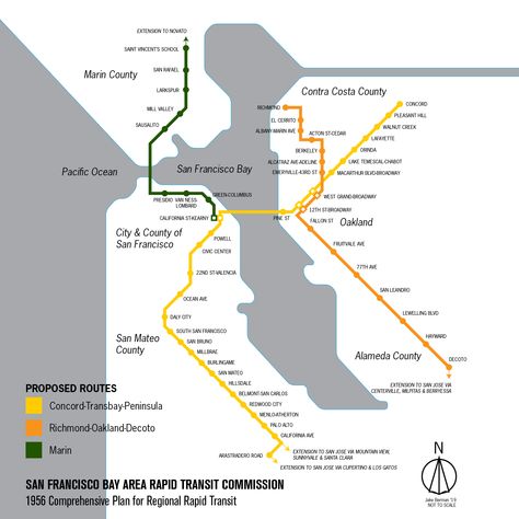 Oakland City, Transit Map, Contra Costa County, Drawn Map, Rapid Transit, Marin County, San Rafael, Map Design, Urban Planning