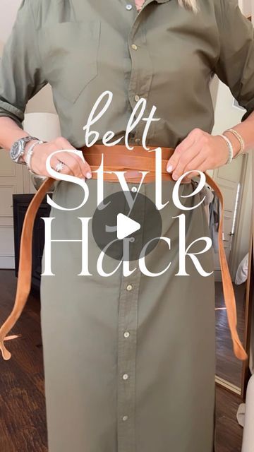 Cindy Swanson | Style over 40 | Senior Photographer on Instagram: "One of my favorite style hacks - is ditching the belt that comes with a dress and leveling the outfit up with a leather belt.   These genuine Argentinian leather belts are amazing - I’m styling 3 here. And there are SO many ways to style each one! These belts will last forever and only get better with age (as do we - 😉😉)   Paired here with the new army green cotton shirt dress, and the Italian silk sheer dress.   Head to my stories for links and code! For 15% off entire website!!  @adacollection   Sharing fashion and style with women over 40, #ad #stylehack #stylehacks #leatherbelt #shirtdress #wrapbelt #dallasinfluencer #over40 #over40style #springoutfit #adacollection #obibelt" Best Belt For Dress, Midi Skirt Belt Outfit, Wide Belt Outfit Dresses, How To Wear A Belt With A Dress, Belt Over Skirt, Long Sleeve Maxi Dress Outfit, Belted Dress Outfit, Long Shirt With Belt, Belt Dress Outfit