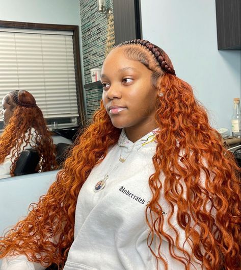 Ginger Hairstyles Black Women, Ginger Hairstyles, 2 Braids With Weave, Black Girls Hairstyles Weave, Quick Weave Styles, Hairstyles Weave, Cute Ponytails, Hairstyles Black Women, Box Braids Hairstyles For Black Women