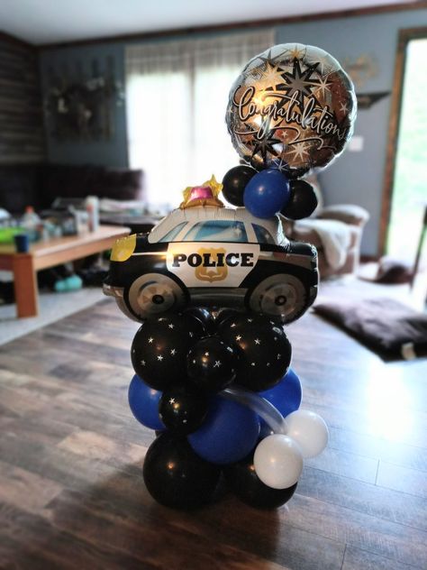 Police Balloon Garland, Police Party Balloons, Police Officer Party, Police Academy Graduation, Graduate Party, Police Retirement, Police Party, Police Birthday, Police Siren