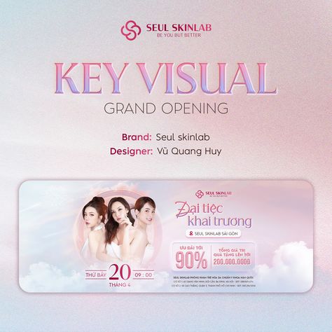 KEY VISUAL GRAND OPENING - SEUL SKINLAB Cosmetic Graphic Design, Voucher Design Ideas, Key Visual Design Ideas, Cosmetic Photoshoot, Grand Opening Poster, Key Visual Design, Beauty Banner, Spa Vouchers, Grand Open