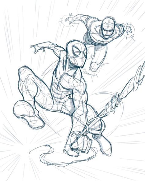 Morning warm-up sketch which I’m eventually going to turn into a completed piece - Iron Man and the Iron Spider, inspired by the Infinity War movie suits 😁 Stay tuned for this one after I color Ant Man and the Wasp. Happy Monday! #warmupsketch #ironman #ironspider #spiderman #workinprogress #marvel #fanart #sketch #gesturedrawing #draw #drawing #sketching #illustration #illustratorsoninstagram #instaart #art #artistsoninstagram #artist #artwork #artistlife #digitalart #digitalsketch #kylepetcho Pencil Sketch Ideas, Spiderman Poses, Spiderman Sketches, Sketching Illustration, Marvel Fanart, Fanart Sketch, Spiderman Drawing, Spiderman Art Sketch, The Wasp