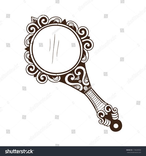 Women's hand mirror. Sketch isolated on white . Eps 10 vector illustration #Ad , #sponsored, #Sketch#isolated#mirror#Women Hand Mirror Drawing, Marina Poster, Mirror Sketch, John Tattoo, Embroidered Jeans Diy, Drawing On Hand, Mirror Drawing, Scottish Tattoo, Mirror Illustration