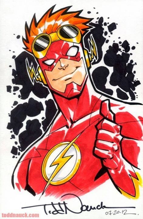 New 52 Flash/Kid Flash Mash Up by Todd Nauck Flash Hq, The Flash Cartoon, The Flash Art, The Flash Comic, Flash Cartoon, Flash Marvel, Flash Sketch, Todd Nauck, Flash Drawing