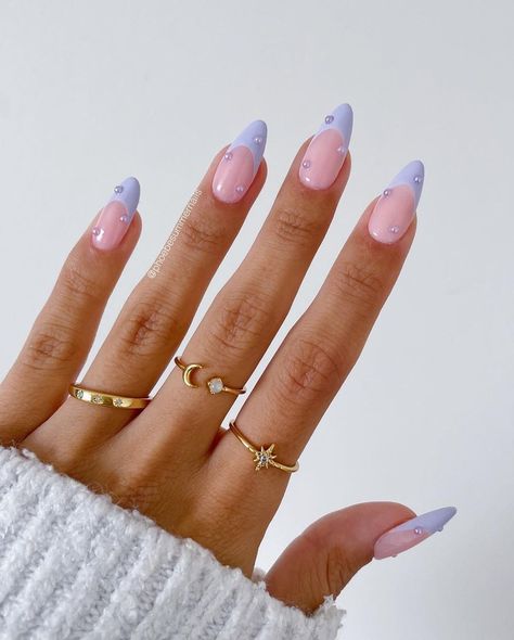 Purple Aesthetic Nail Designs, Trendy Nails Ideas 2024 April, Aesthetic Round Nails, Fun Spring Nails Design 2024, Nail Inspo Trendy 2024 Spring, Spring Nails2023, Lilac Nails Design, Nails Looks, Nails April