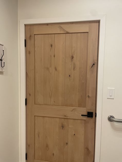 Knotty Alder Doors With White Trim, Alder Doors With White Trim, Interior Stained Doors, Alder Doors Interior, Pine Wood Door, Knotty Alder Interior Doors, Alder Doors, Knotty Alder Doors, White Baseboards