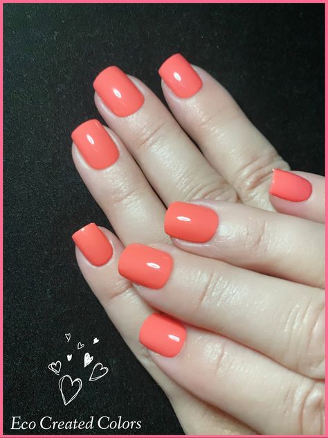 Nail Polish Natural, Biting Nails, Coral Nail, Coral Nail Polish, Wedding Nail Polish, Neon Nail Polish, Peach Nails, Squoval Nails, Coral Nails