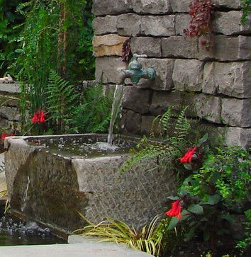 Garden Water Features, Home Fountain, Landscape Design Ideas, Fountain Design, Easy Landscaping, Outdoor Fountain, Chinese Landscape, Water Features In The Garden, Water Gardens