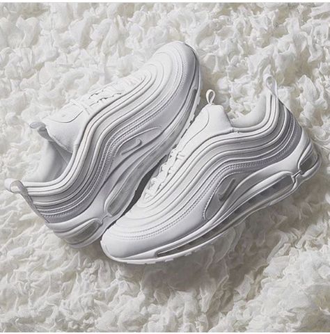 White Air Max Triple White Crepsource Nike @LJONESSTYLE Sneaker Wishlist, Air Max 97 Outfit, 90s Sneakers, Shoe Sketches, Shoes Illustration, Kicks Shoes, Custom Nike Shoes, Shoes Teen, Nike Free Shoes