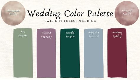 Soft Jewel Tone Wedding, Jewel Tone And Champagne Wedding, Jewel Green Color Palette, Soft Jewel Tones, Twilight Wedding Color Scheme, Enchanted Forest Color Pallet, Enchanted Forest Wedding Color Scheme, Lotr Wedding Colors, Enchanted Forest Colour Palette