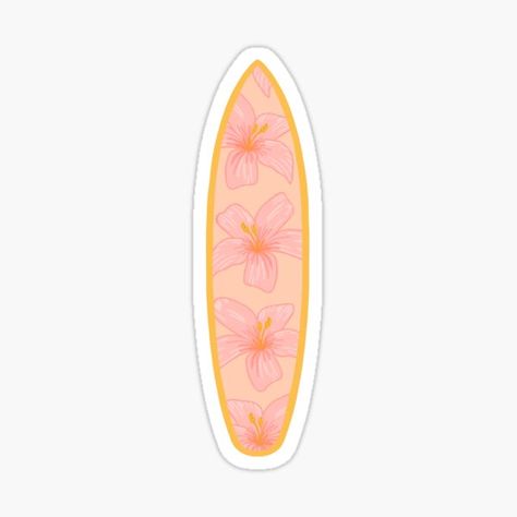 Printable Stickers Aesthetic Pastel, Beachy Stickers, Tropical Stickers, Surfboard Stickers, Beach Stickers, Summer Stickers, Hibiscus Pattern, Preppy Stickers, Iphone Stickers