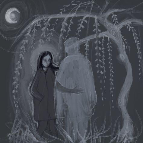 Human Ghost Drawing, Ghost Person Art, Ghost And Human Love Aesthetic, Ghost Lovers Drawing, In Love With A Ghost Art, Ghost Hugging Person Drawing, Ghost Hugging Person, Ghost In Forest Drawing, Ghost Touch