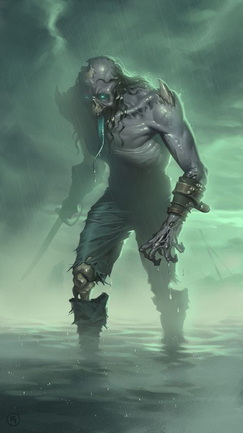 ArtStation - Undead Pirate Pirate Mythical Creatures, Zombie Pirate Art, Zombie Dnd Art, Sea Zombie, Dnd Pirate Art, Dnd Zombie, Undead Pirate, Zombie Pirate, Female Pirate