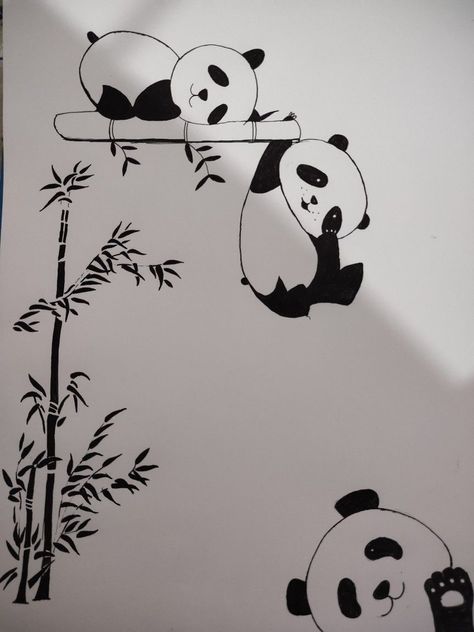 Easy Wall Painting Ideas Simple Bedroom, Drawing On Walls Bedrooms Easy, Panda Wall Decor, Wall Sketches Ideas Bedroom, Wall Doodle Art Bedroom, Bedroom Wall Drawing Ideas Creativity, Panda Wall Painting, Wall Drawing Ideas Creativity, Room Wall Drawing