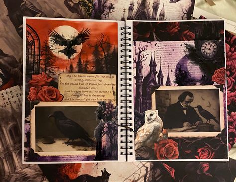 Halloween Sketchbook Page, Goth Scrapbook Ideas, A3 Sketchbook Ideas, Gothic Scrapbook Ideas, Emo Scrapbook, Goth Scrapbook, Sketchbook Decoration Cover, Gothic Scrapbook, Art Alevel