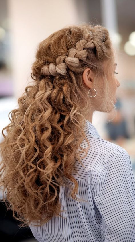 30+ Curly Hairstyles You Can Do in 20 Minutes or Less Romantic Curly Hairstyles, Shoulder Length Curls, Cute Messy Buns, Natural Updo, Natural Looking Curls, Medium To Long Hair, Layered Curls, Red Curls, Messy Buns