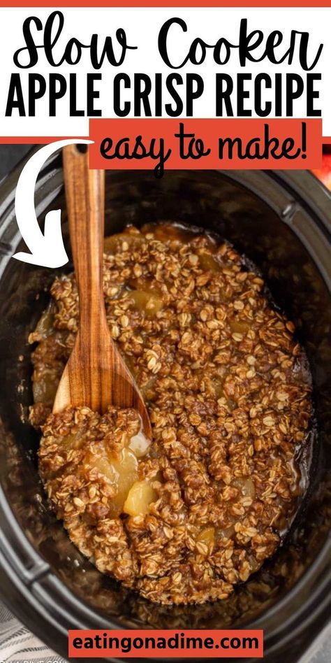 Crock Pot Apple Crisp Recipe, Apple Crockpot Recipes, Crock Pot Apple Crisp, Slow Cooker Macaroni And Cheese Recipe, Apple Crumble Pie Recipe, Apple Crisp Dessert, Slow Cooker Apple Crisp, Crockpot Apple Crisp, Apple Crisp Pie