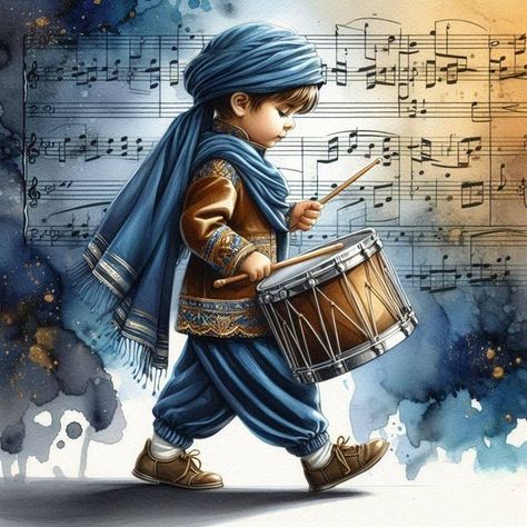 Little Drummer Boy Christmas, Christian Boards, Drummer Boy Christmas, Little Drummer Boy, Santa Paintings, The Little Drummer Boy, Boy Music, Vintage Christmas Images, Christmas Painting