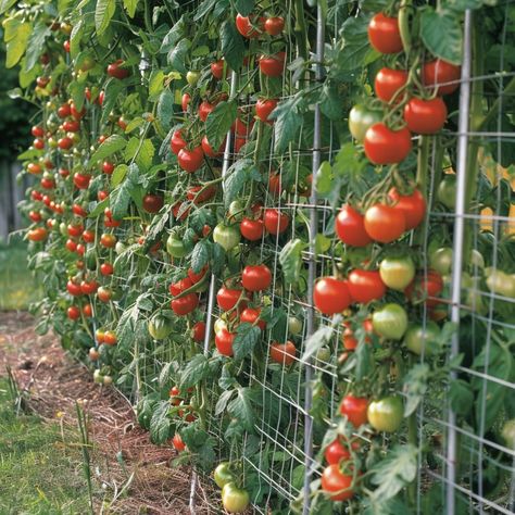 Get a big harvest: 9 tomato staking and support ideas Tomato Tree Plants, Tomato Stakes Ideas, Tomato Support Ideas, Stake Tomato Plants, Tomato Staking, Staking Tomato Plants, Tomato Stakes, Tomato Support, Plant Cages