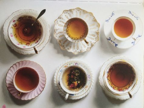 day-and-moonlightdreaming: Tea cups. Cups Of Tea, Types Of Tea, Cups And Saucers, Frappe, Afternoon Tea, Different Types, Tea Time, Tea Party, Cocoa