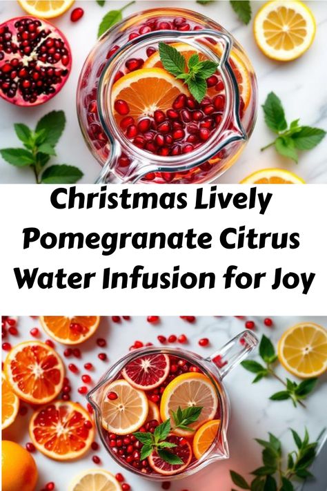 Inspire your holiday gatherings with the refreshing Christmas Lively Pomegranate Citrus Water Infusion, but discover the secret tips that make it truly unforgettable. Holiday Infused Water, Fall Infused Water, Winter Infused Water Recipes, Christmas Infused Water, Pomegranate Mocktail Recipes, Citrus Water, Water Infusion, Christmas Mocktails, Spiced Cocktail