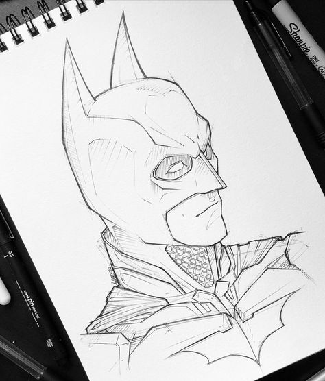 Ben 10 Sketch, The Batman Drawing, Deadpool Drawing Sketches, Batman Drawing Sketches, Marvel Characters Drawings, Character Sketch Ideas, Dc Drawings, How To Draw Batman, Drawing Joker