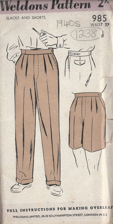 Vintage Patterns Reproduction by The Vintage Pattern Shop Man Scarf, Men Pants Pattern, Výtvarné Reference, Vintage Mens Fashion, Drawing Clothes, Mode Streetwear, Pants Pattern, Mode Inspiration, Character Outfits