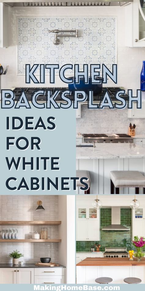 Kitchen Cabinet Backsplash Ideas, Backsplash Ideas For White Kitchen, Cabinet Backsplash Ideas, Splashback Kitchen Ideas, Chic Mudroom, Modern Farmhouse Kitchen Backsplash, Classic Backsplash, Tin Backsplash Kitchen, Backsplash Options