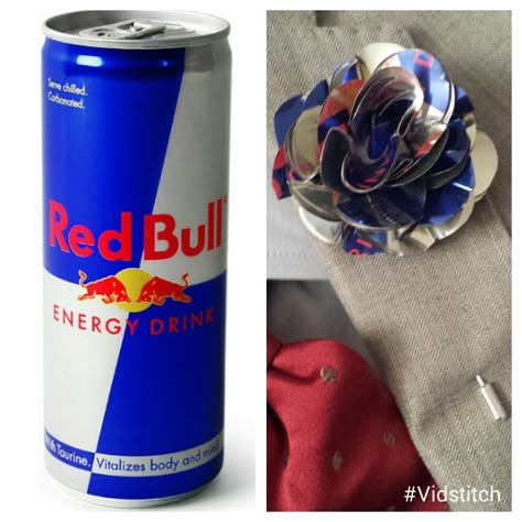 Aluminum Can Flowers, Red Bull Drinks, 2 Year Anniversary Gift, Monster Crafts, Flower Lapel, Flower Lapel Pin, Lapel Flower, Coke Cans, No Sleep