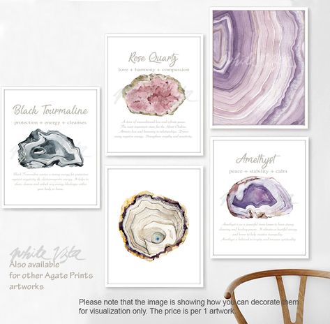 Crystal Print, Painting Marble, Insta Design, Marble Wall Art, Crystals Print, Crystal Room, Print Decor, Watercolour Art, Illustration Painting