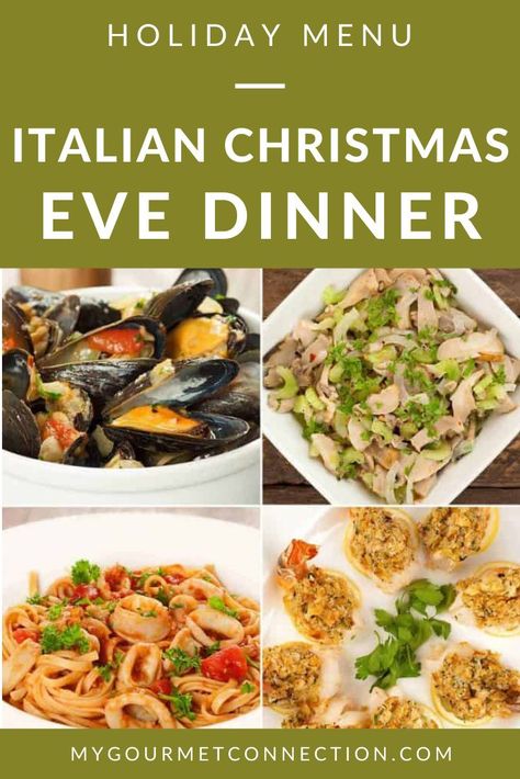 Regardless of your heritage, a traditional Italian Christmas Eve dinner (Feast of the Seven Fishes) is a fabulous way to celebrate the holiday. Serving a multi-course seafood dinner on Christmas Eve is a wonderful holiday mealtime tradition that originated in Southern Italy. Christmas Eve 7 Fish Dinner Ideas, Seven Fishes Dinner, Italian 7 Fishes Dinner, Christmas Eve Fish Dishes, Italian Christmas Eve Dinner Traditional, Italian Christmas Eve, Italian Christmas Eve Dinner, Christmas Eve Dinner Menu, Italian Christmas Dinner