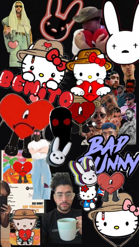 This is for your phone if you like bad bunny Bad Bunny Hello Kitty, Bunny Hello Kitty, Bad Bunny Wallpaper, Bunny Wallpaper, Kitty Wallpaper, Bad Bunny, Hello Kitty Wallpaper, Hello Kitty, Kitty