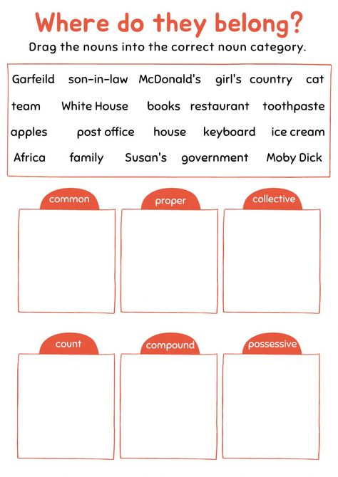 Types of nouns interactive worksheet Type Of Nouns Worksheet, Types Of Nouns Worksheet Grade 5, Types Of Nouns Worksheet, Nouns Exercises, English Liveworksheet, Speech Worksheets, Suffixes Worksheets, Types Of Nouns, Nouns Activities