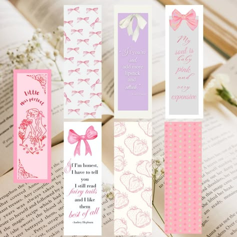 Bookmark To Print, Cute Bookmark Designs Printable, Coquette Bookmark, Princess Bookmarks, Pink Bookmark, Bookmarks Pink, Digital Bookmark, Bookmark Printable, Book Exchange