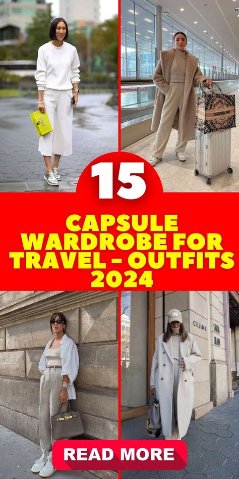 Travel light for a 4-day adventure with our capsule wardrobe for travel - outfits 2024. Perfect for short trips, our collection offers versatile pieces that are easy to mix and match. Stay stylish and organized without overspending. Order now to simplify your packing and elevate your travel wardrobe. 4 Day Travel Outfits Capsule Wardrobe, Mix And Match Outfits For Travel, Mix And Match Travel Outfits, 4 Days Trip Packing Outfits, Classy Travel Outfit, Capsule Wardrobe For Travel, Winter In Europe, Ultimate Capsule Wardrobe, Stylish Luggage