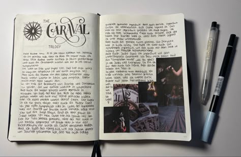 Journal Dump, Caraval Trilogy, Book Spread, Caraval Series, Caraval Book, Book Journaling, Empty Notebook, Reading Journals, Journaling Aesthetic