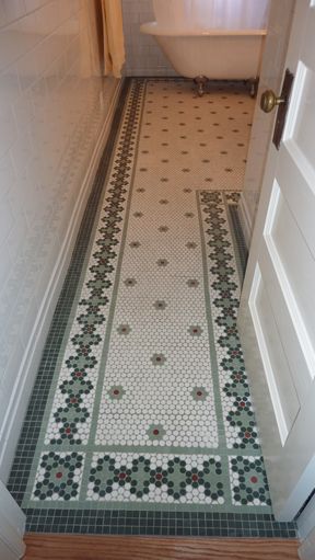 Floor With Border, Arts And Crafts Tiles, Trendy Bathroom Tiles, Hex Tile, Clay Cane, Penny Tile, Mosaic Floor Tile, Handmade Ceramic Tiles, Ceramic Floor Tiles