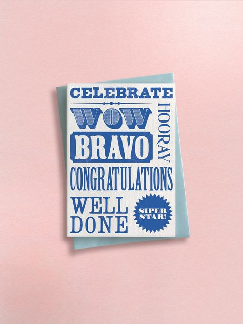 Blue Congratulations Typography – Greeting Card

Say 'Congratulations' in many different ways with this vintage inspired woodblock type greeting card.
Designed by Flora Fricker Typography Greeting Cards, Congratulations Typography, Blue Envelope, Say Congratulations, Illustrated Art, Blue Envelopes, Beautiful Greeting Cards, Colour Print, Key To My Heart