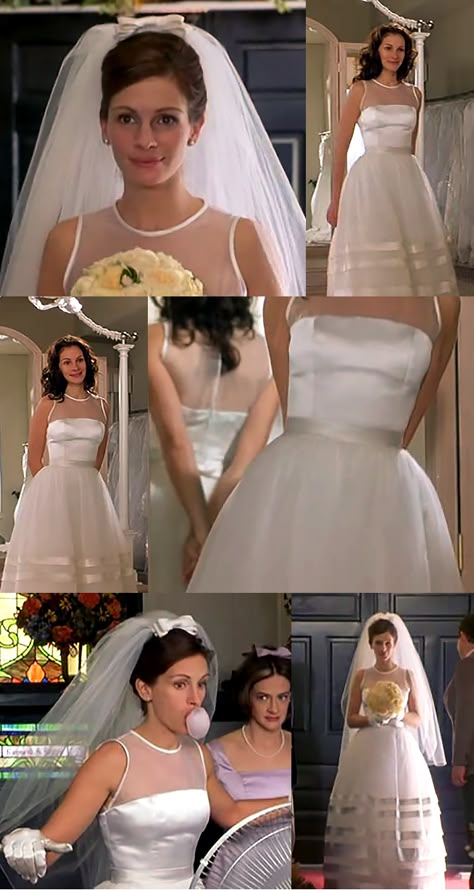 Wedding dress goals! - Julia Roberts as Maggie Carpenter in Runaway Bride (1999) 2003 Wedding Dress, Julia Roberts Wedding, Runaway Bride Wedding Dress, Runaway Bride Dress, Julia Roberts Wedding Dress, Wedding Dresses From Movies, Iconic Wedding Dresses Movies, Julia Roberts Runaway Bride Outfits, 90s Wedding Hair