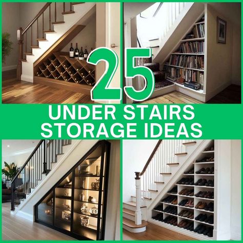 25 Genius Under Stairs Storage Ideas You’ll Love! Under Stairs Storage Closet Space, Under Stair Open Space, Build Under Stair Storage, Under Stair Hidden Storage, Storage For Slanted Walls, Stairway Shoe Storage Ideas, Ideas For Under Stairs Space Basement, Under Stairs Storage Coats And Shoes, Under Stairs Solutions