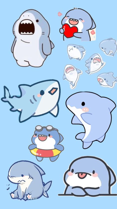 Cute Shark Drawing, Cute Art Drawings, Drawing Kawaii, Shark Drawing, Kawaii Drawing, Shark Bait, Apple Icon, Cute Shark, Cute Doodle Art