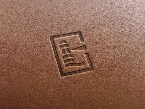 Embossed lighthouse Logo For Leather Brand, Leather Logo Design, Tower Logo, Lighthouse Logo, Lighthouse Tattoo, Business Stationary, Logo Design Collection, Leather Engraving, Leather Stamps